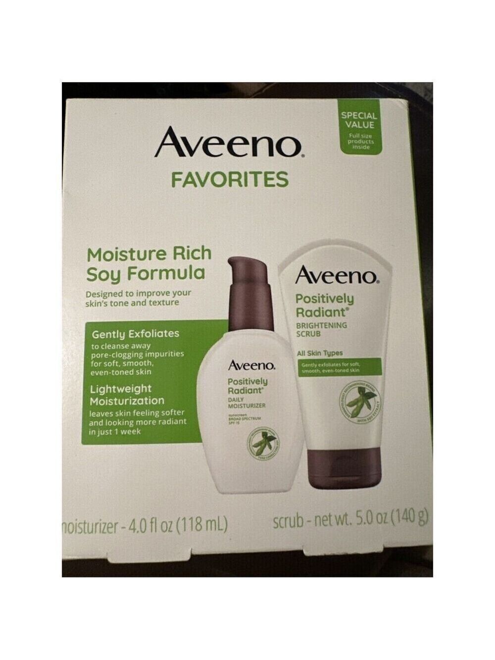 Aveeno Favorites Moisture Rich Soy Formula (4fl/118ml & 5oz/140g) NEW!